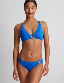 Lauren Ralph Lauren Beach Club Solids Macrame Ring OTS Bikini Top - Electric Blue New