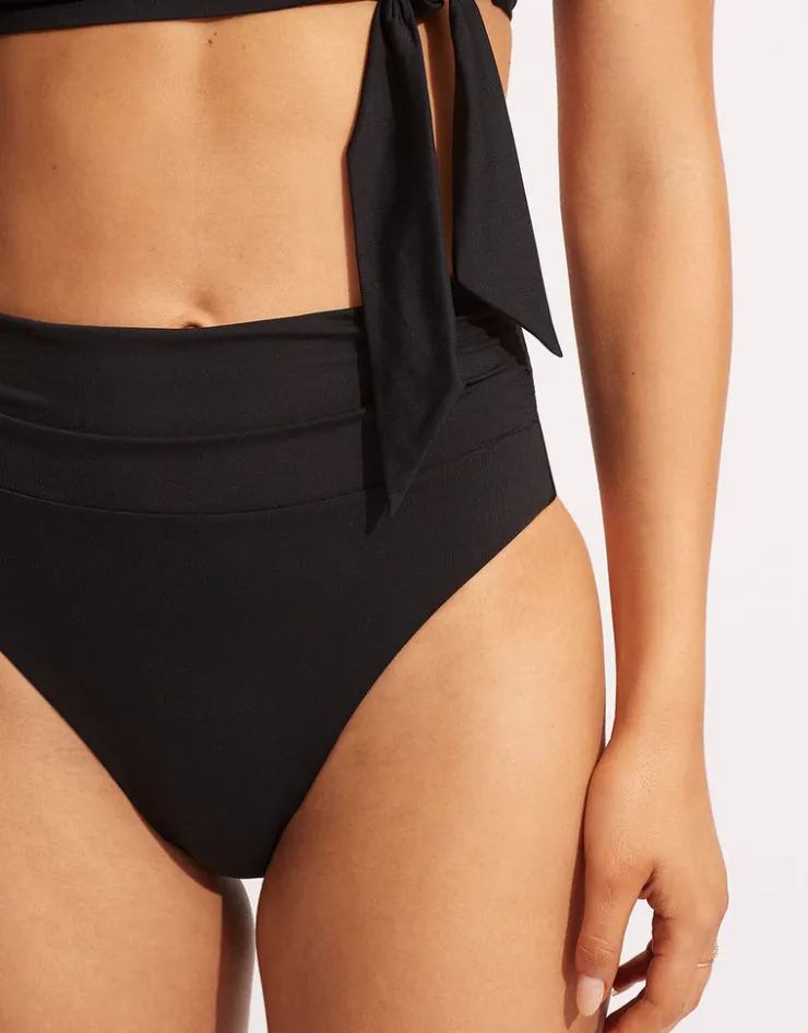 Seafolly Collective High Cut Rio Bikini Pant - Black Hot