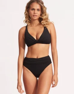 Seafolly Collective High Waist Wrap Front Bikini Pant - Black New