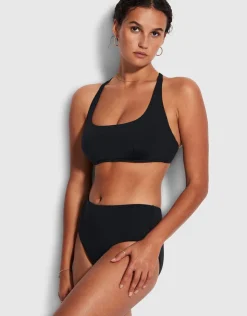 Seafolly Collective Wide Side Retro Bikini Pant - Black Clearance