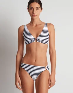 Lauren Ralph Lauren Luxe Stripe Ring Hipster Bikini Pant - Navy White Fashion