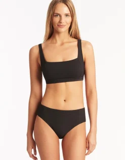Sea Level Spinnaker Mid Bikini Pant - Black Outlet