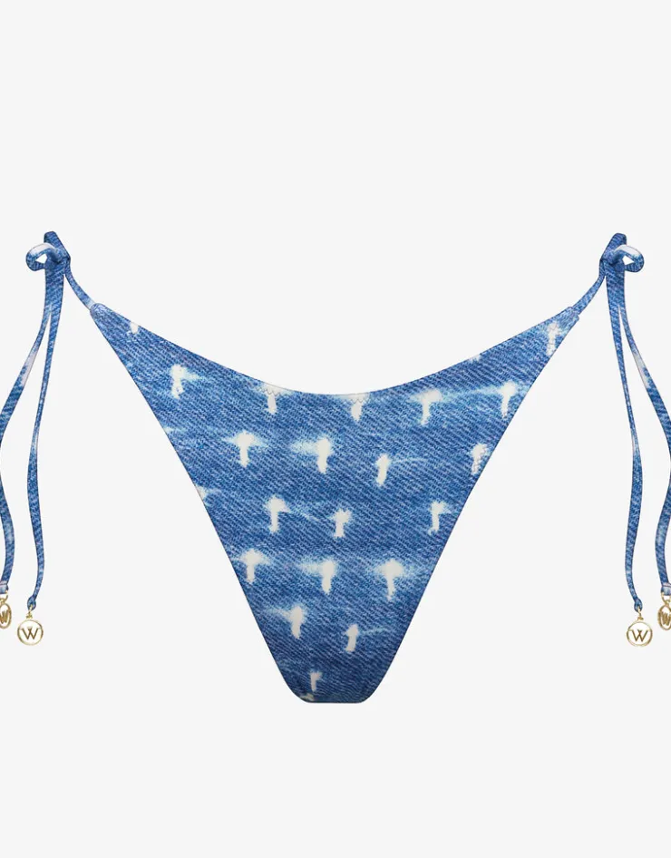 Watercult Urban Indigo Tie Side Cheeky Bikini Pant - Denim White Best