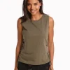 Seafolly Active Lace Up Singlet Top - Dark Olive Best