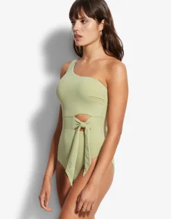 Seafolly Active One Shoulder Swimsuit - Pear Best