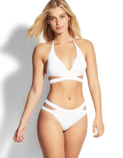 Seafolly Active Split Band Hipster Bikini Bottom - White New