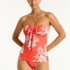 Sea Level Aloha Halter Bandeau Tankini Top - Flame Clearance