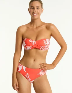 Sea Level Aloha Twist Bandeau Bikini Top - Flame Best
