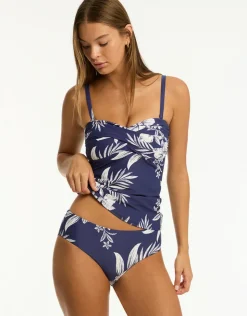 Sea Level Aloha Twist Bandeau Tankini Top - French Navy Best