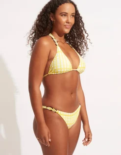 Seafolly Amalfi Check Slide Tri Bikini Top - Lime Light Clearance