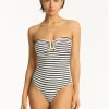 Sea Level Amalfi U Bar Bandeau Swimsuit - White and Black Outlet