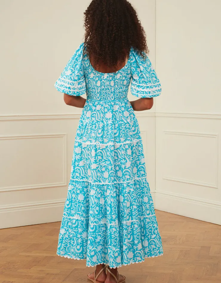 Pink City Prints Angelina Dress - Aqua Begonia Online