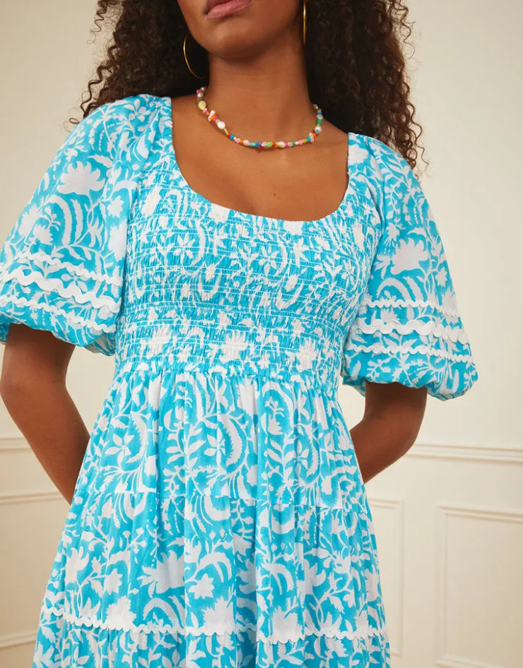 Pink City Prints Angelina Dress - Aqua Begonia Online
