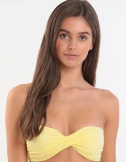 Jo Severin Anna Twist Bandeau Bikini Top - Lemon Sale