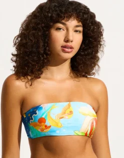 Seafolly Aquarius Bandeau Bikini Top - Turquoise Clearance