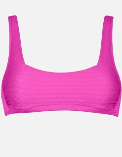 Watercult Bamboo Solids Cropped Tank Bikini Top - Intense Pink New