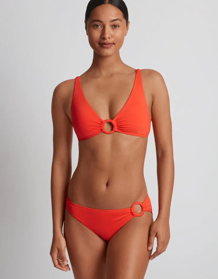 Lauren Ralph Lauren Beach Club Solids Macrame Ring Bikini Pant - Persimmon Online
