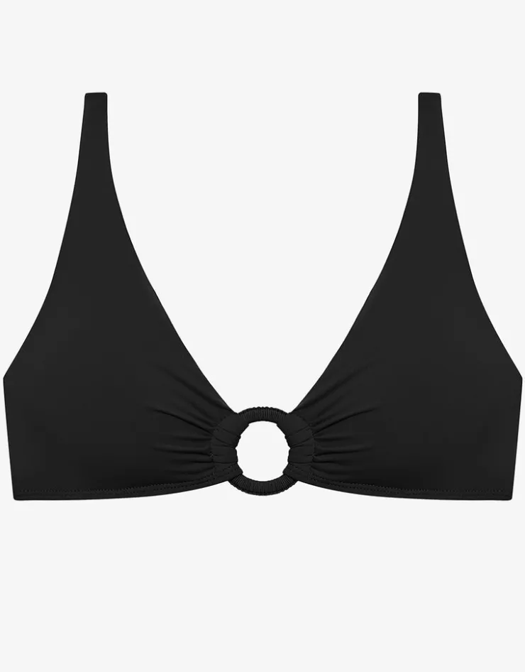 Lauren Ralph Lauren Beach Club Solids Macrame Ring OTS Bikini Top - Black Discount