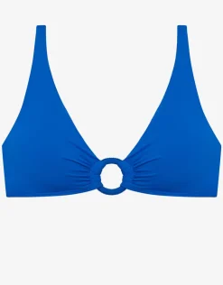 Lauren Ralph Lauren Beach Club Solids Macrame Ring OTS Bikini Top - Electric Blue New