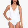Lauren Ralph Lauren Beach Club Solids Ring OTS Swimsuit - White Outlet