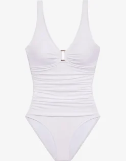 Lauren Ralph Lauren Beach Club Solids Ring OTS Swimsuit - White Outlet