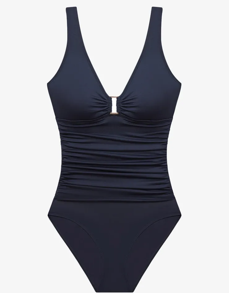 Lauren Ralph Lauren Beach Club Solids Ring OTS Underwired Swimsuit - Dark Navy Best