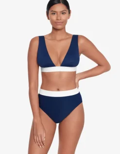 Lauren Ralph Lauren Bel Air High Waist Bikini Pant - Navy and White Hot