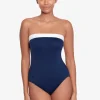 Lauren Ralph Lauren Bel Air Modern Bandeau Swimsuit - Navy and White New