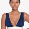 Lauren Ralph Lauren Bel Air Modern V Neck Bikini Top - Navy and White Hot