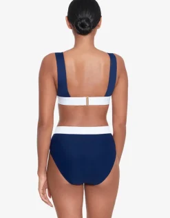Lauren Ralph Lauren Bel Air Modern V Neck Bikini Top - Navy and White Hot