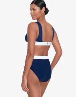 Lauren Ralph Lauren Bel Air Modern V Neck Bikini Top - Navy and White Hot