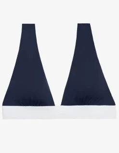 Lauren Ralph Lauren Bel Air Modern V Neck Bikini Top - Navy and White Hot