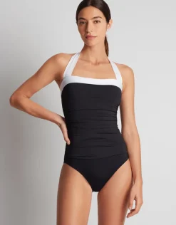Lauren Ralph Lauren Bel Air Shirred Bandeau Mio Swimsuit - Black and White Best