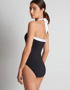 Lauren Ralph Lauren Bel Air Shirred Bandeau Mio Swimsuit - Black and White Best
