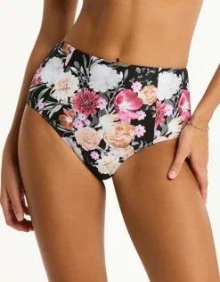 Sea Level Belle Panelled High Waist Bikini Pant - Black Fashion