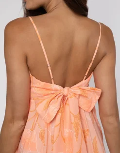 Juliet Dunn Bellflower Tie Back Midi Dress - Peach Discount