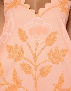 Juliet Dunn Bellflower V Neck Midi Dress - Peach Sale