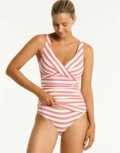 Sea Level Biarritz Cross Front Tankini Top - Flame Hot