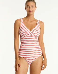 Sea Level Biarritz Cross Front Tankini Top - Flame Hot