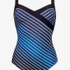 Charmline Blue Illusion Cross Front Swimsuit - Blue and White Outlet