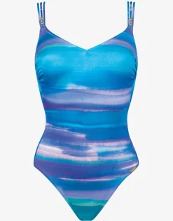 Charmline Blue Symphony Triple Strap Swimsuit - Aqua Flow Hot