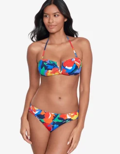 Lauren Ralph Lauren Bold Abstract Floral V Wire Bandeau Bikini Top New