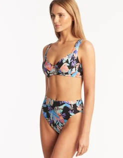 Sea Level Botanica Underwired C/D Cup Bikini Top - Black Outlet