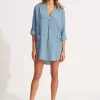 Seafolly Boyfriend Beach Shirt - Chambray Hot