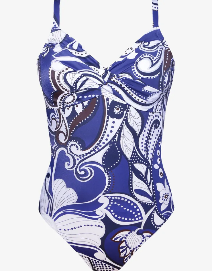 Roidal Cachemire Underwire Crossover Swimsuit - Blue and White Hot