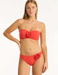 Sea Level Casa Del Mar Flower Bandeau Bikini Top - Flame Online