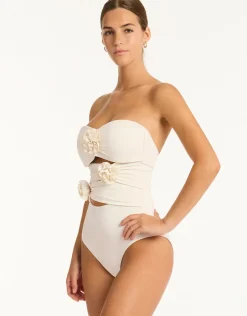 Sea Level Casa Del Mar Flower Bandeau Swimsuit - Coconut Outlet