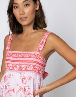 Juliet Dunn Cherry Blossom Tie Back Dress - Rose and Red Fashion