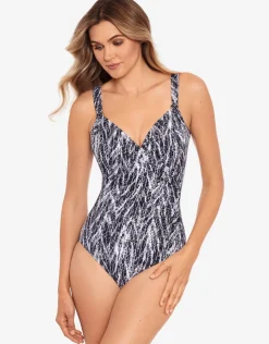 Miraclesuit Chevron Python Siren Swimsuit - Silver Grey Discount