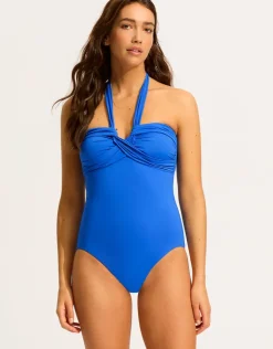 Seafolly Collective Halter Bandeau Swimsuit - Azure Sale